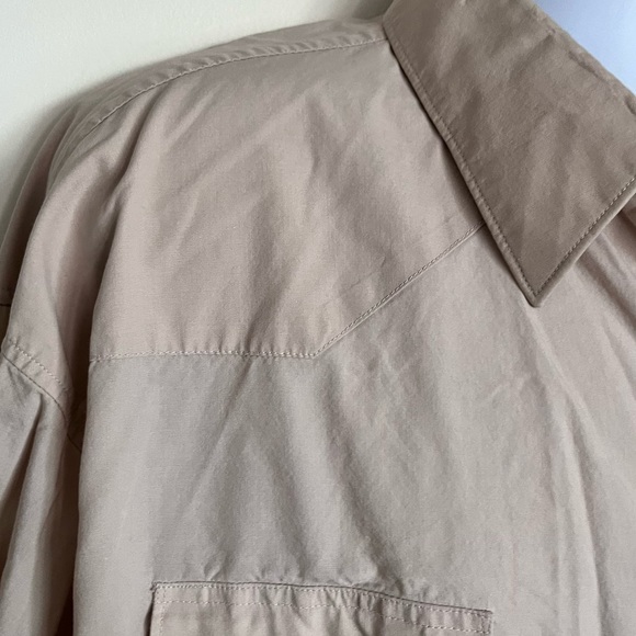 Wrangler Women’s Wrancher Shirt Long Sleeve Pearl Snap Tan Top Stretch Large - Picture 5 of 5